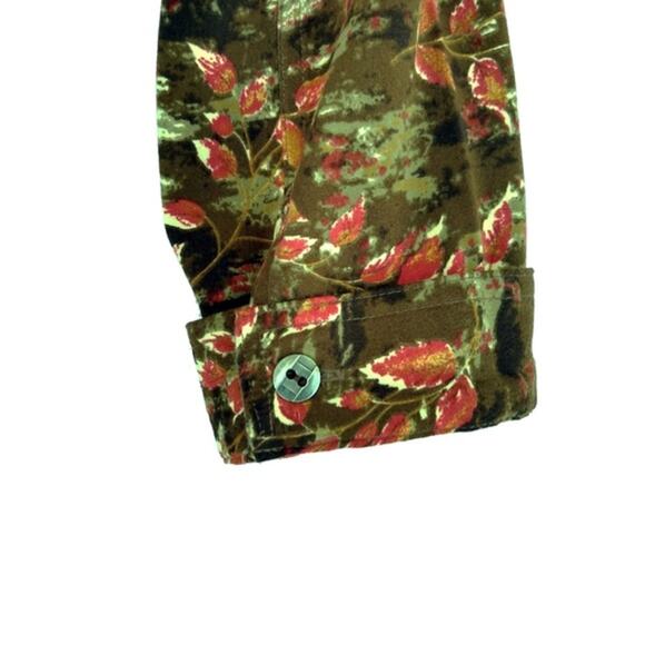 Vintage Women's Button-Up Short Jacket Size Large Lightweight Brown Red Leaves - Picture 4 of 6